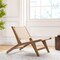 Teak Wooden Chair with Braided Rope Seat and Backrest for Backyard - 36.5" x 23.5" x 25.5"